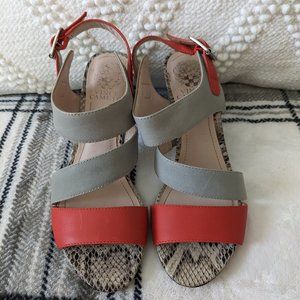 Vince Camuto grey orange snakeskin Heels Sandals size 7,5